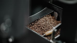 Nahaufnahme von frisch geröstetem Kaffee
